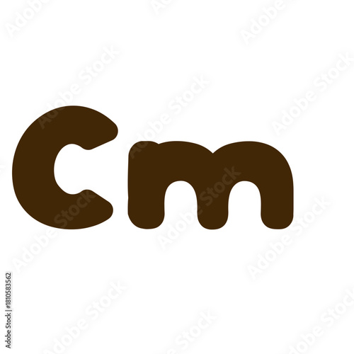 Centimeter unit illustration with smooth rounded letters, suitable for metric system worksheets, classroom posters, teaching charts, and educational materials introducing basic measurement concepts.