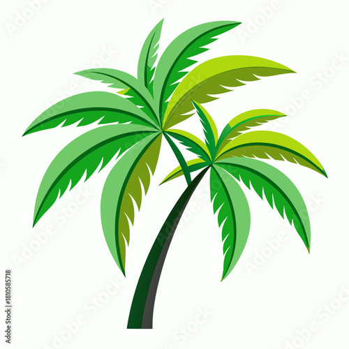 Vibrant tropical palm trees evoking sunny beach vibes and vacation dreams, perfect for summer designs and travel promotions, originally a scalable vector graphic