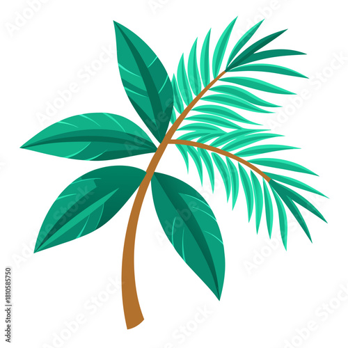 Vibrant tropical palm tree illustration, perfect for summer promotions, beach-themed designs, and creating a relaxing island getaway vibe, originally a scalable vector