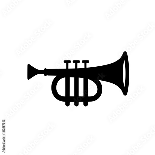 Black Silhouette Musical Instrument Trumpet Icon