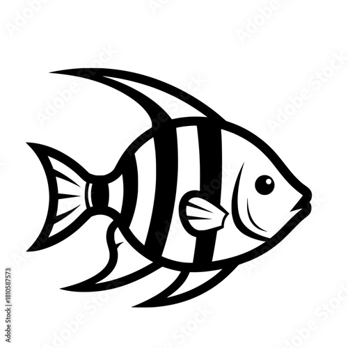 Striped Tropical Fish – Aquarium Vector Illustration