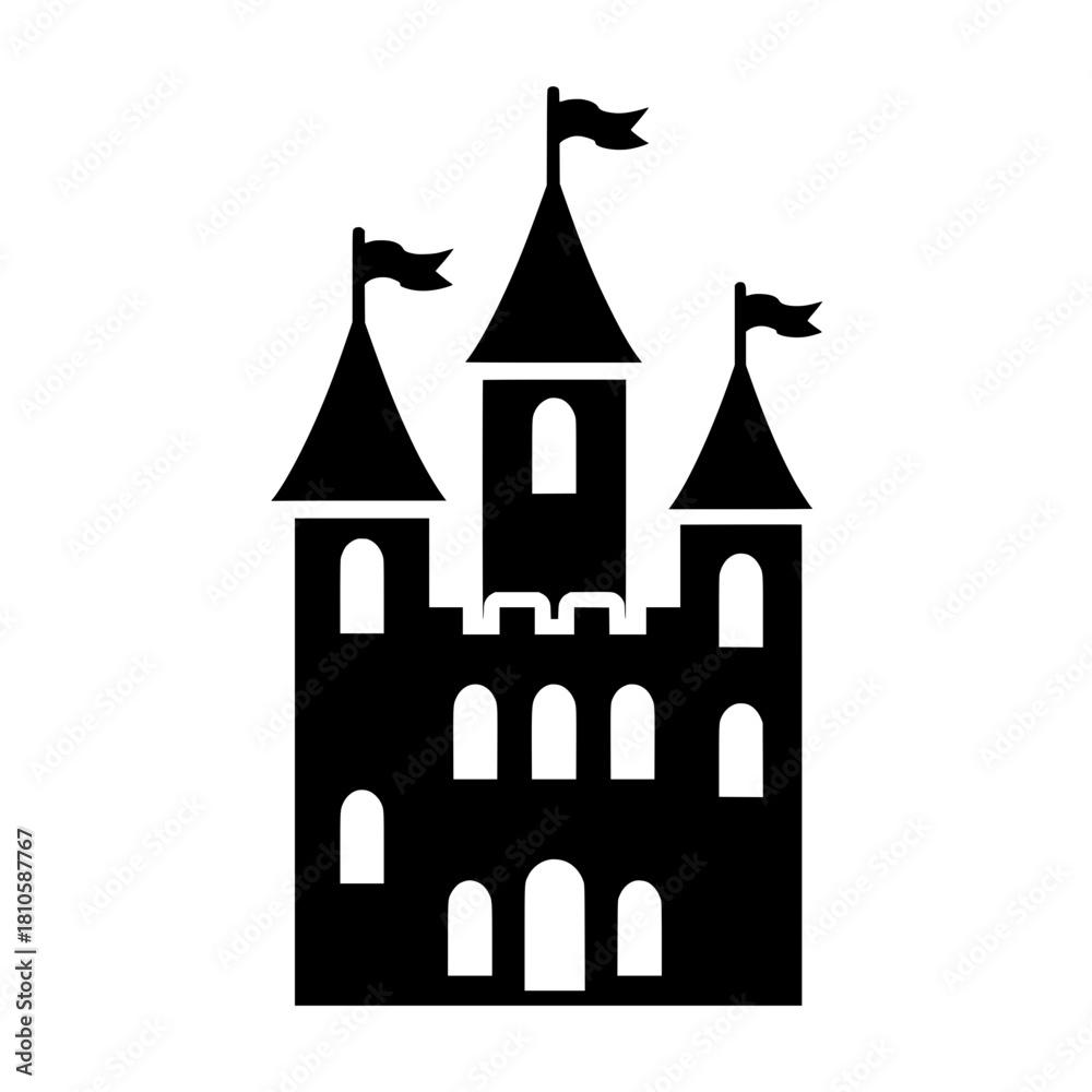 Fototapeta premium A minimalist and child-friendly vector illustration of a castle or palace silhouette.