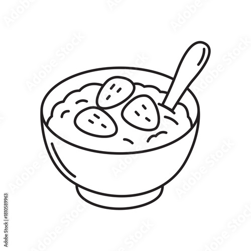 line art illustration of oatmeal, suitable for minimalist design, healthy eating concepts and coloring book