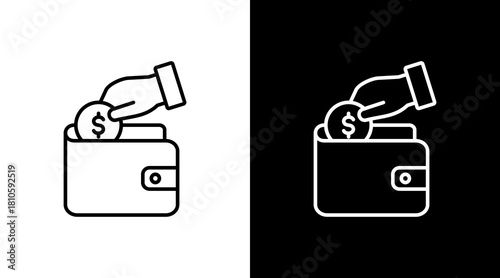 Wallet White Icon Set Design