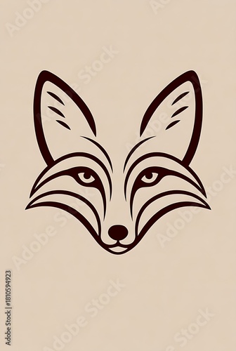 Elegant Stylized Fox Head Illustration with Geometric Lines and Minimalist Aesthetic, Perfect for Modern Logo Design, Brand Identity, and Digital Art Representing Nature's Cunning and Grace