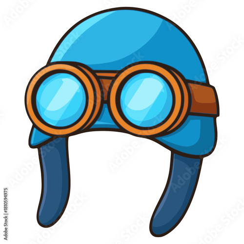 Aviation helmet protection safety flat color vector illustration template design