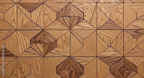 Detailed close up of a geometric wood parquet flooring pattern background