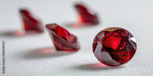 Close-up of Sparkling Garnet Gemstones Displaying Facets