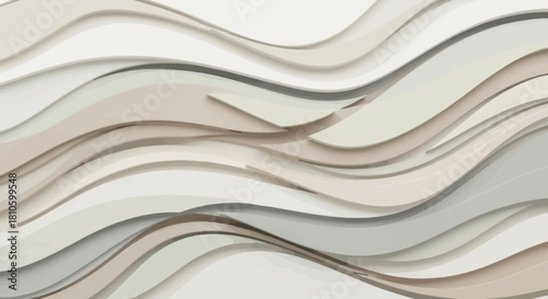Abstract layered paper waves with soft neutral tones highlighting