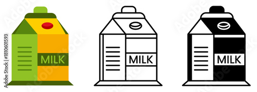 Flat vector artwork of a milk carton box isolated on white background