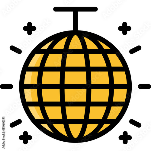 disco ball icon illustration design with filled outline