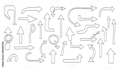 Hand drawn arrow collection isolated on for creative design