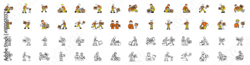 Workers in Action A Diverse Set of Cartoon Figures