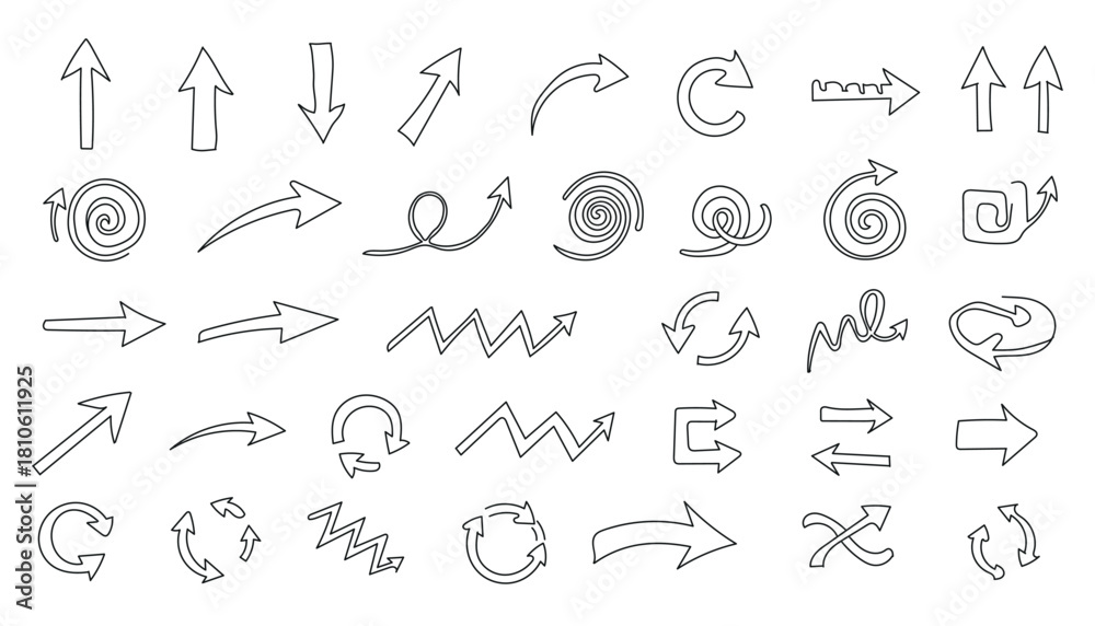 Fototapeta premium Hand drawn arrow collection isolated on for web design