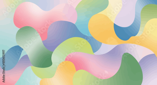 Abstract colorful fluid shapes blending seamlessly in playful harmony