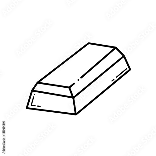 Metal bar ingot bullion outline illustration in minimal linear vector design for finance, trade, or crafting decoration use