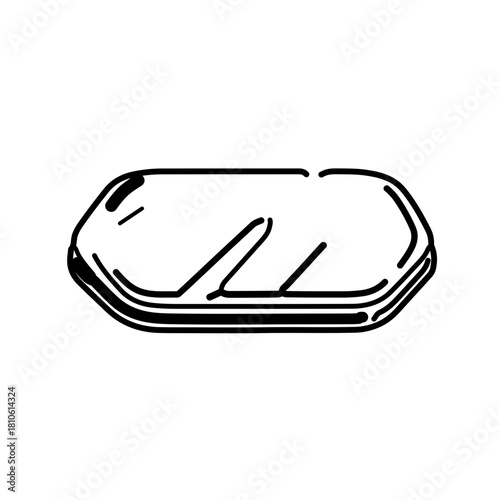 Oval tray or soap dish outline doodle minimal clean household item design simple line illustration vector art