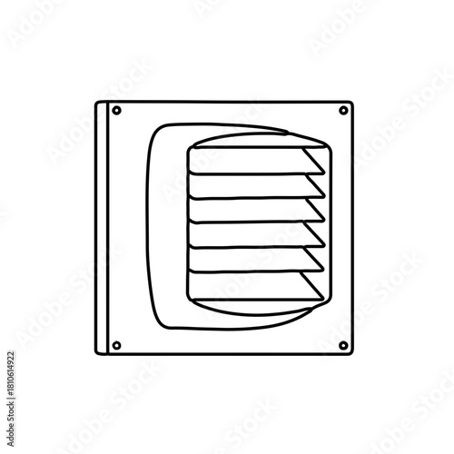 Air vent grille vector showing indoor ventilation slatted cover used for air circulation and climate control in architectural interiors