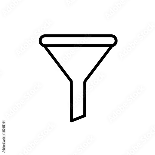 Funnel outline for filtering and pouring liquids in scientific laboratory chemistry apparatus clean vector