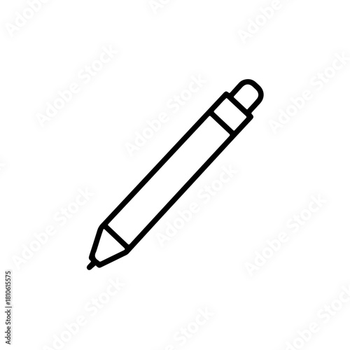 Ballpoint pen illustration in minimal line art vector suitable for office stationery, writing tools, and study or education themes