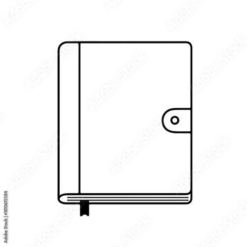 Personal planner notebook drawn in simple outline vector style for scheduling, journaling, daily organization, and productivity themes