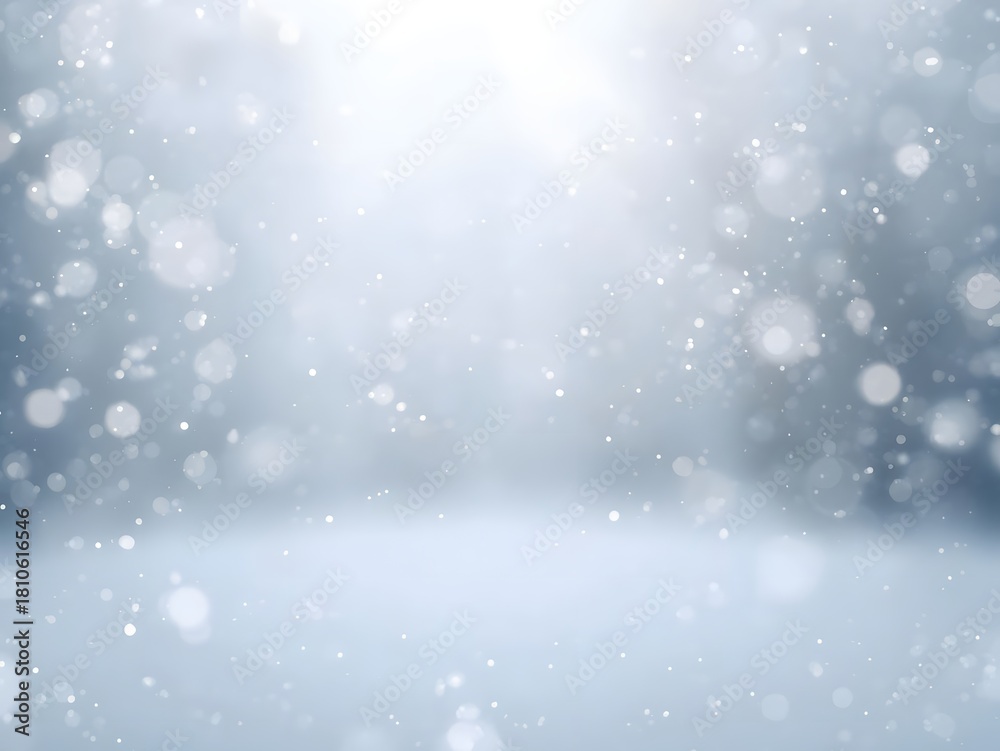 Fototapeta premium Light falling snow with soft bokeh on transparent background.
