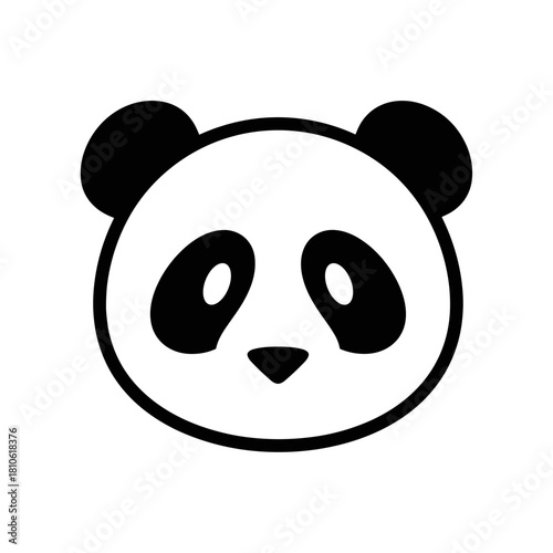 Minimalist black and white giant panda head icon illustration.