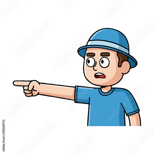 Cute vector pointer cartoon showing left direction with rounded shapes and minimal shading