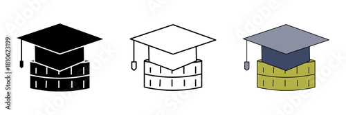 college savings set icon, vector ilustration on white background