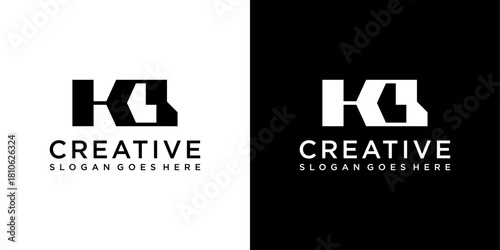 KB or BK initial letter logo design vector
