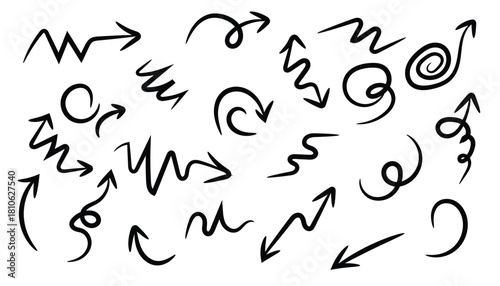 Hand drawn arrow collection isolated on for design element