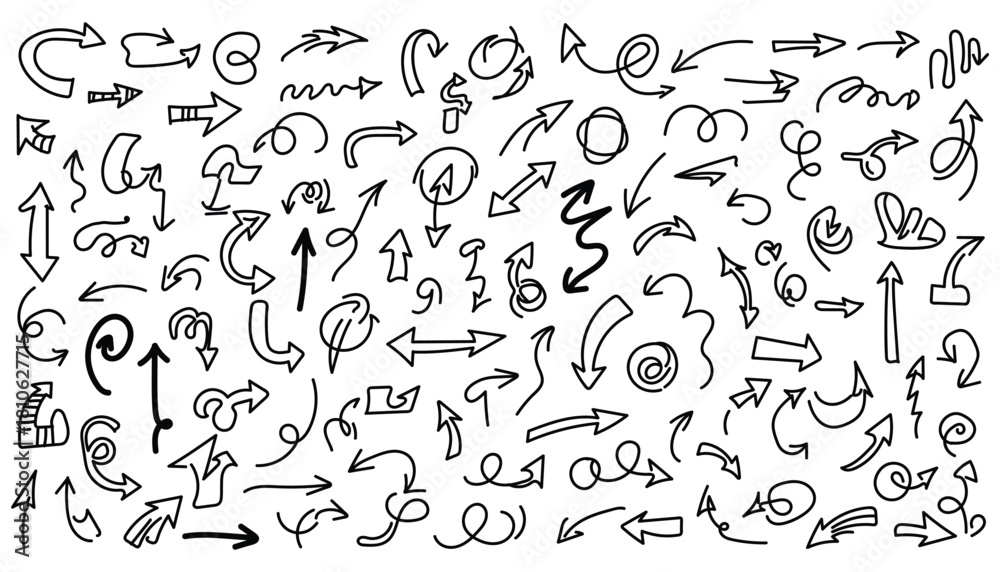 Obraz premium Hand drawn arrow collection isolated on for design elements