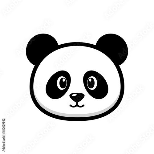 Cute cartoon giant panda head illustration isolated on a clean white background, rendered in flat vector style.