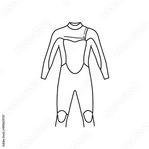 Vector wetsuit illustration in simple black outline style for diving, sport, and aquatic themed adventure design projects