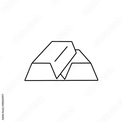 Metal ingots stacked arrangement outline minimal vector illustration isolated for economic, crafting, industrial, or material concepts