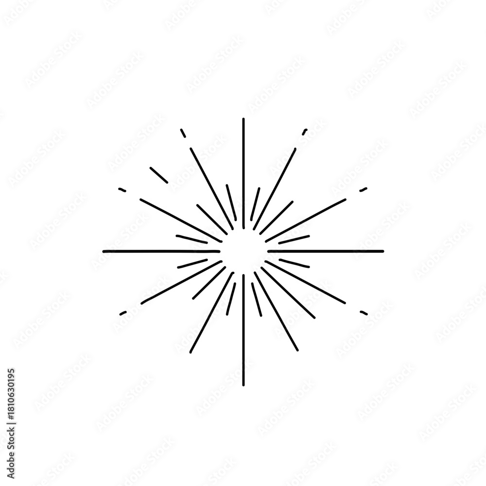 Fototapeta premium Starburst radiant symmetrical explosion shining light effect decorative pattern vector minimal artwork