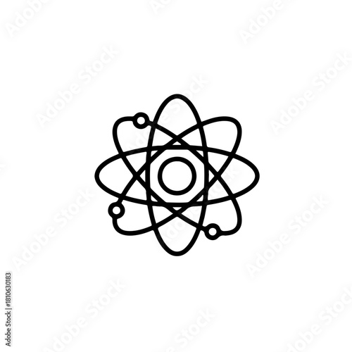Atomic model with multiple electron orbits stylized scientific chemistry education reference vector line art drawing