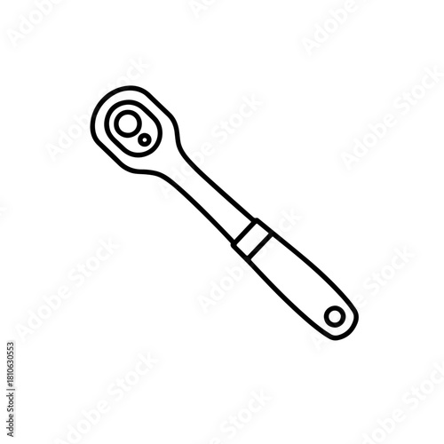 Ratchet wrench vector illustration showing directional gear mechanism for efficient tightening in mechanical work situations