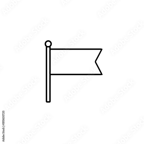 Vertical flag on pole vector designed in simple outline style for marking zones, ceremonial events, and symbolic territorial display themes