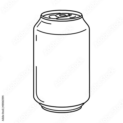 Soda or sparkling drink can in clean minimal vector outline style for beverage branding, packaging, and product label design