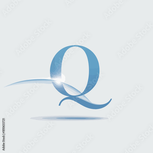 An artistic representation of the letter Q with a sleek design and shiny finish, perfect for monograms, branding, or any visual identity project requiring sophistication.