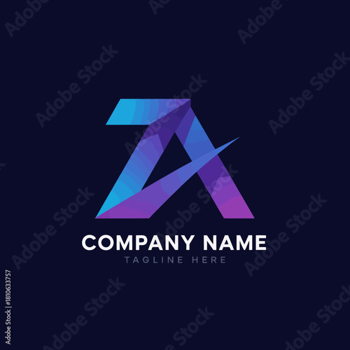 A sleek and modern logo featuring an abstract design in a gradient of blue and purple hues, perfect for tech companies or creative agencies looking for a fresh identity.