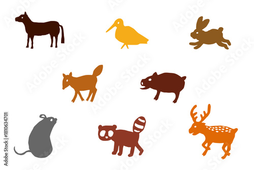 森に住む動物たちのイラスト集（ベクター）