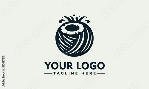 Coconut vector logo illustration design, tropical fruit business icon concept, EPS 4877 style