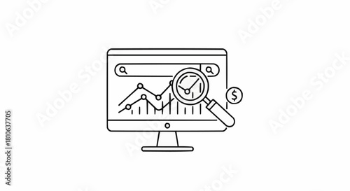 Digital data analysis and financial monitoring on a computer screen.
