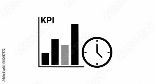 KPI Performance Monitoring with Time Management Icon.