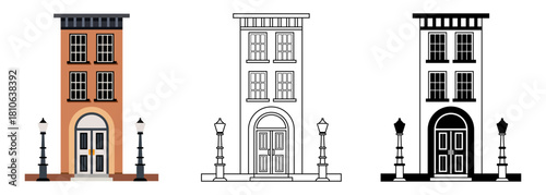 Flat vector illustration of a building in a bright modern style