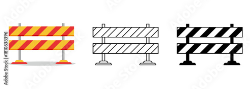 Flat vector illustration of a construction barrier