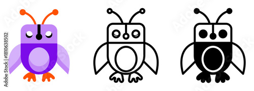 Modern flat vector artwork showing an owl bird