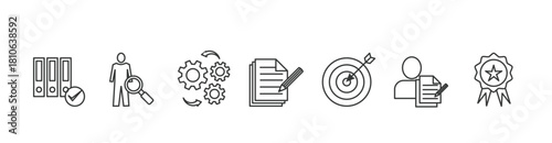 Audit banner icon vector illustration concept with icon of standards, research, process, examination, objective, account, and quality